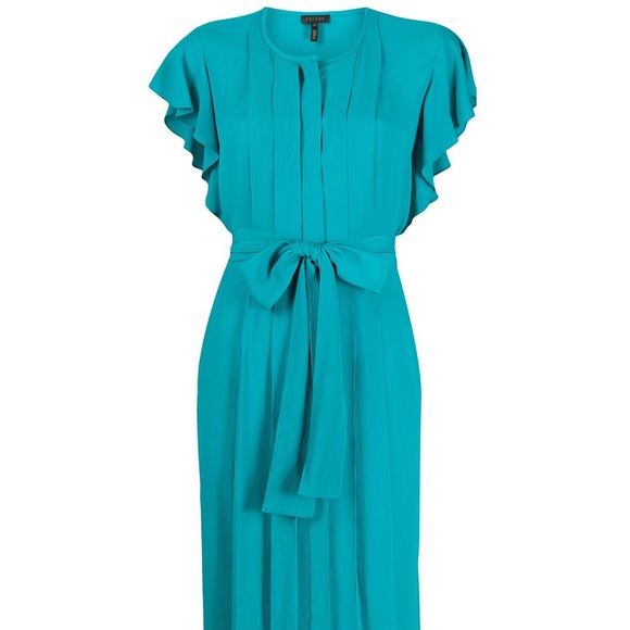 Escada Dresses & Skirts - Escada laguna blue, ruffled sleeve pleated dress
